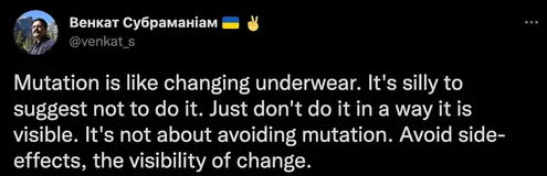 Venkat about mutation on Twitter some time later